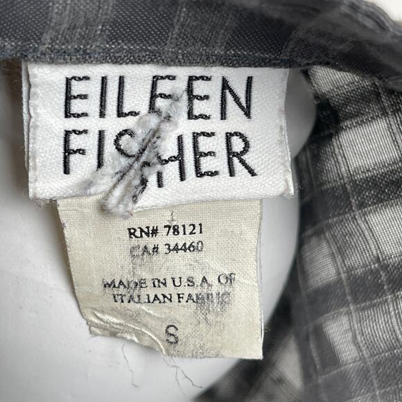 Eileen Fisher Linen Woven Check Shirt Gray Oversized Coastal Grandma - Picture 3 of 6